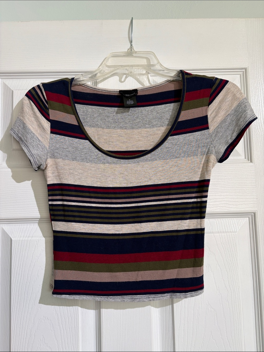 Striped Scoop Neck Top - Multi Color by Wet Seal in Size S